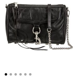 Rebecca Minkoff Black and Silver Crossbody Bag with Textured Leather